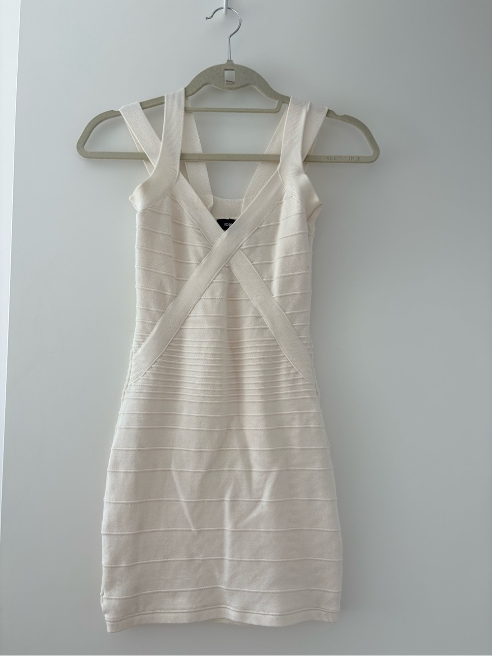 White V-Neck Bandage Mini Dress